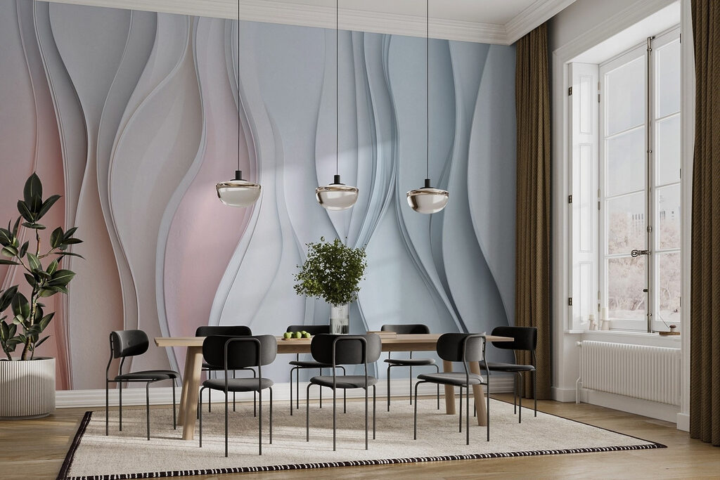 White and pink wavy lines