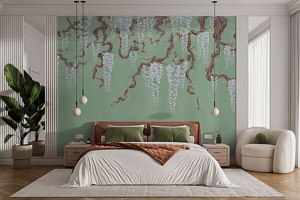 Pittura di fiori bianchi su un albero Pittura di fiori bianchi su un albero