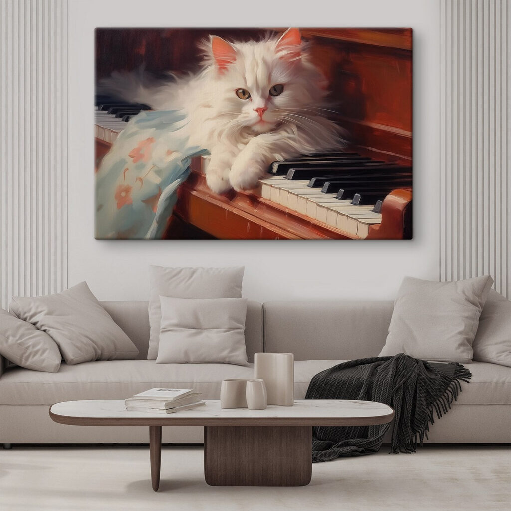 Cat lying on a piano