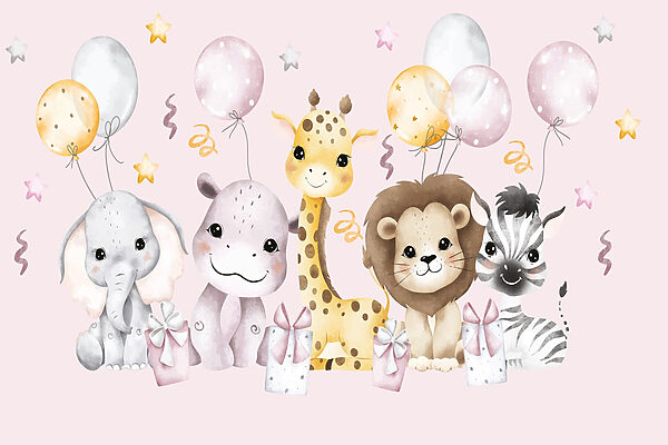 Gruppo di animali con palloncini Gruppo di animali con palloncini