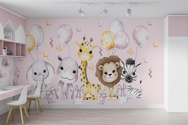 Gruppo di animali con palloncini Gruppo di animali con palloncini