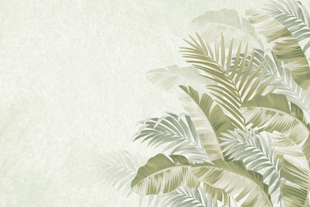 Calmo disegno di sfondo con fogliame tropicale Calmo disegno di sfondo con fogliame tropicale