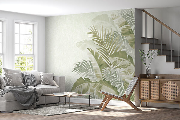 Calmo disegno di sfondo con fogliame tropicale Calmo disegno di sfondo con fogliame tropicale