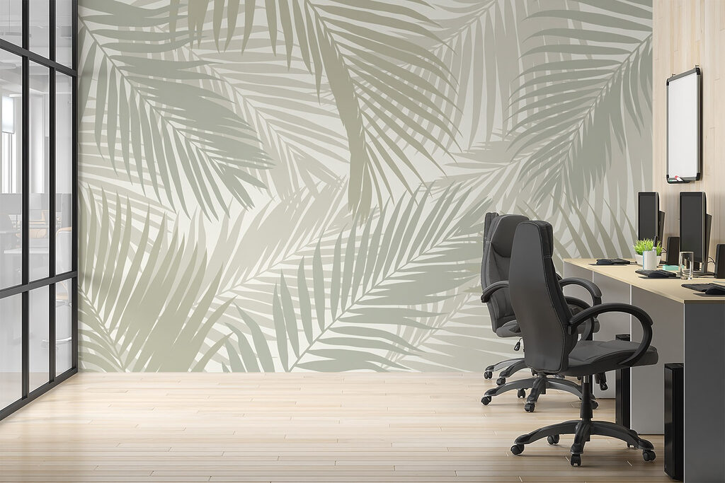 Pattern of leaves on a white background