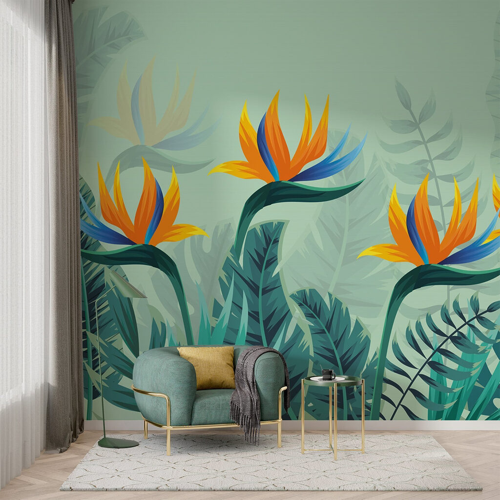 Group of flowers and leaves