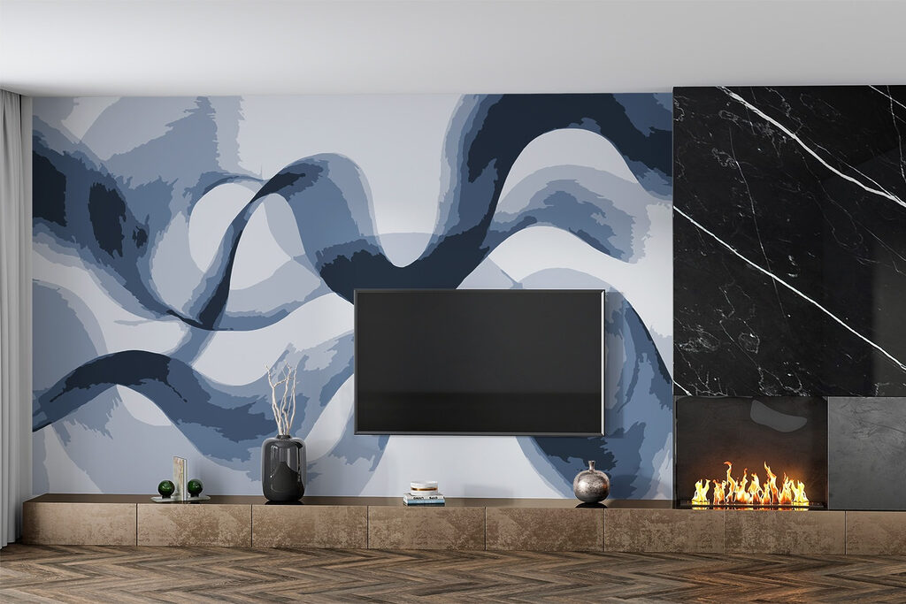 Blue and white swirls