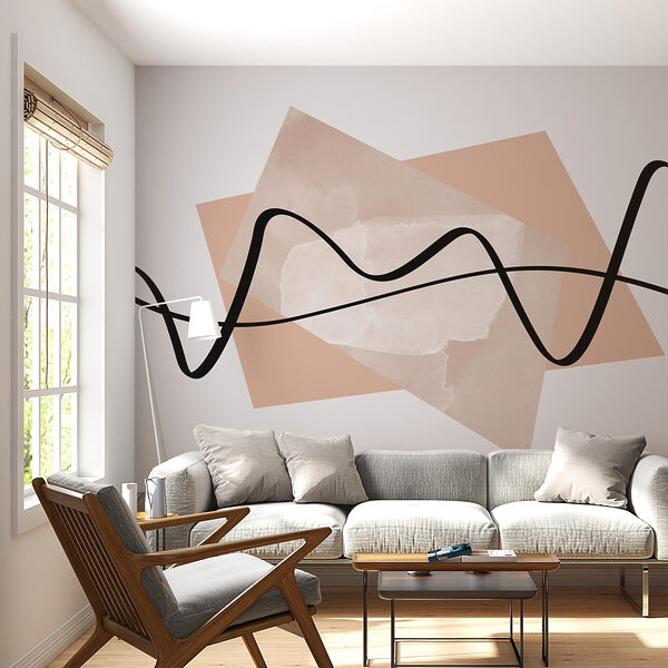 Linea nera su sfondo bianco e rosa Linea nera su sfondo bianco e rosa