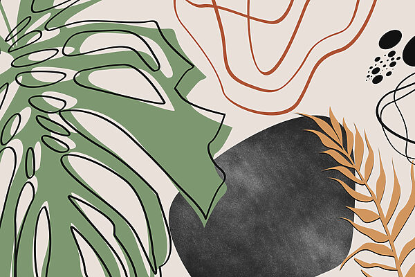 Disegno di un volto e di una foglia Disegno di un volto e di una foglia