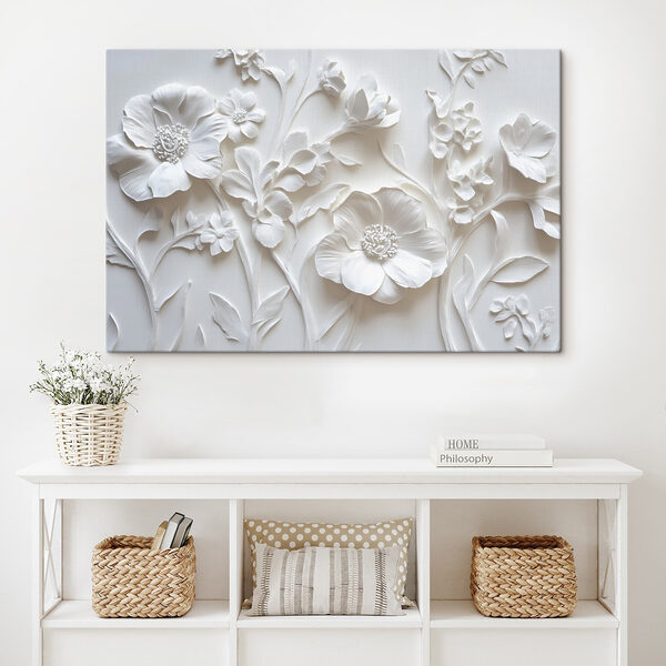 White wall with flowers
