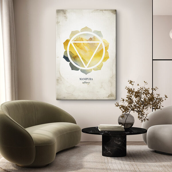 Quadri Quadri Fiore giallo e blu con un triangolo al centro (COD: s41882)