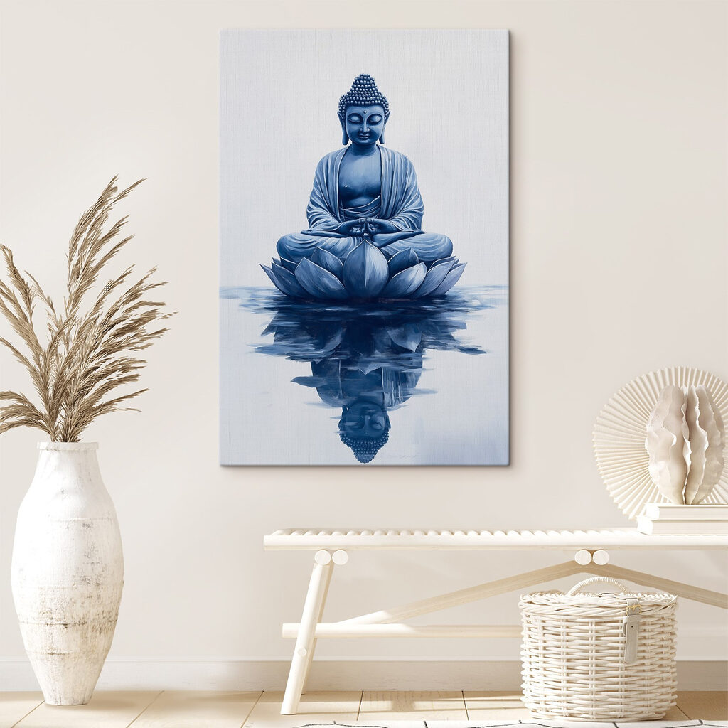 Statue of a person sitting on a lotus flower