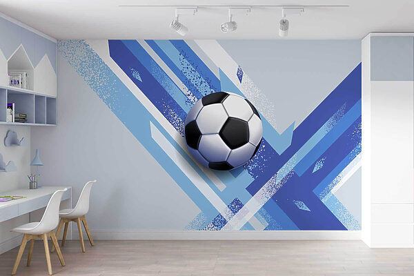 Pallone da calcio su sfondo blu e bianco Pallone da calcio su sfondo blu e bianco