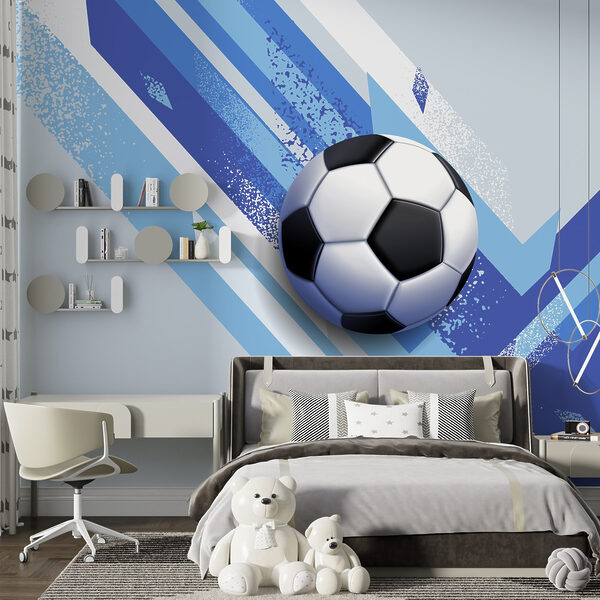 Pallone da calcio su sfondo blu e bianco Pallone da calcio su sfondo blu e bianco
