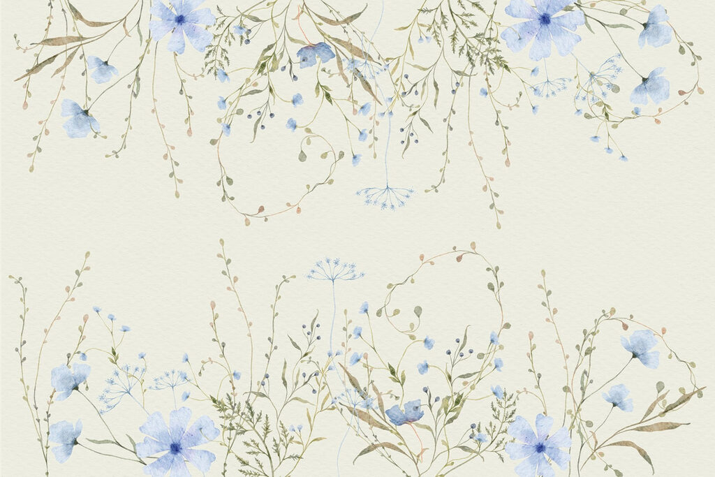 Pittura ad acquerello di fiori e foglie Pittura ad acquerello di fiori e foglie