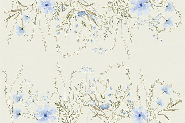 Pittura ad acquerello di fiori e foglie Pittura ad acquerello di fiori e foglie