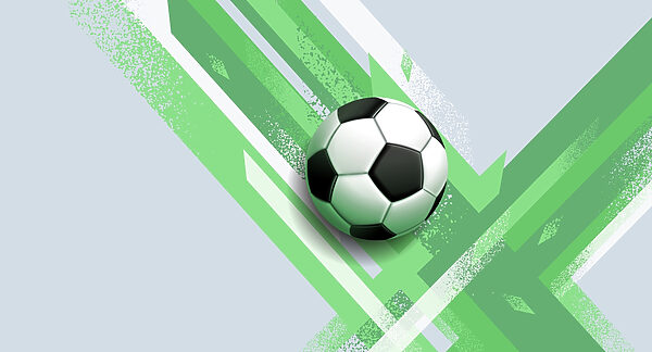 Pallone da calcio su sfondo verde e bianco Pallone da calcio su sfondo verde e bianco