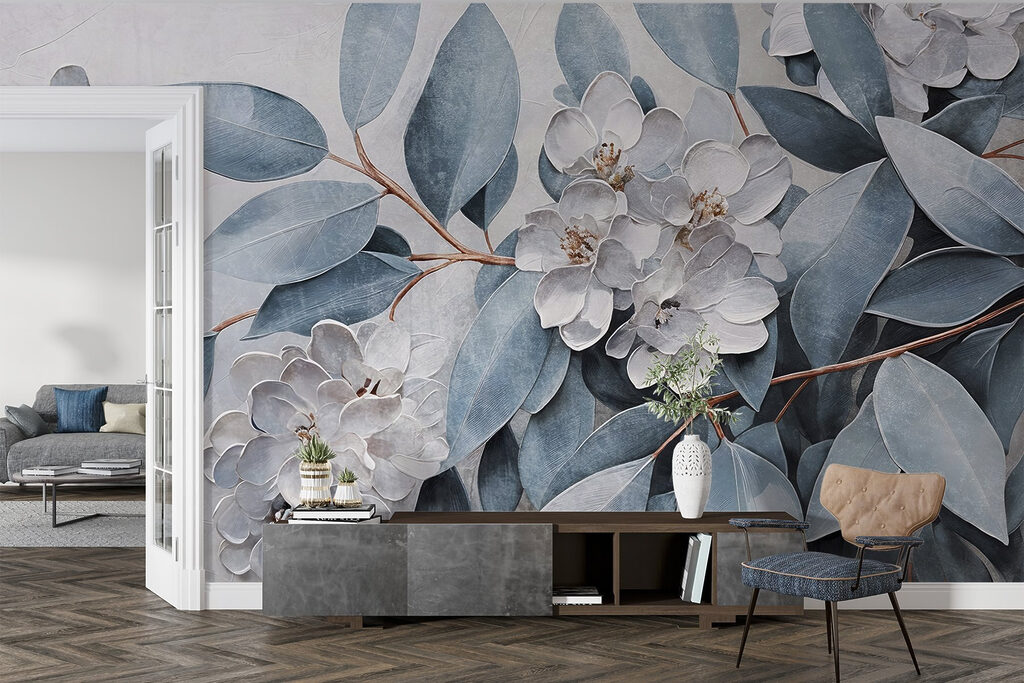 Painting of flowers and leaves