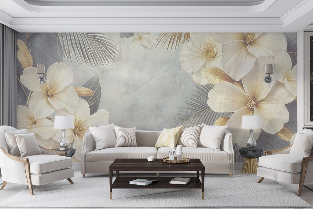 White flowers and leaves