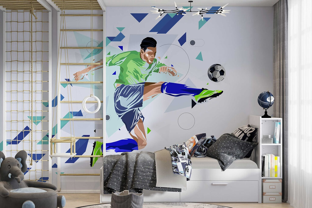 Man kicking a football ball