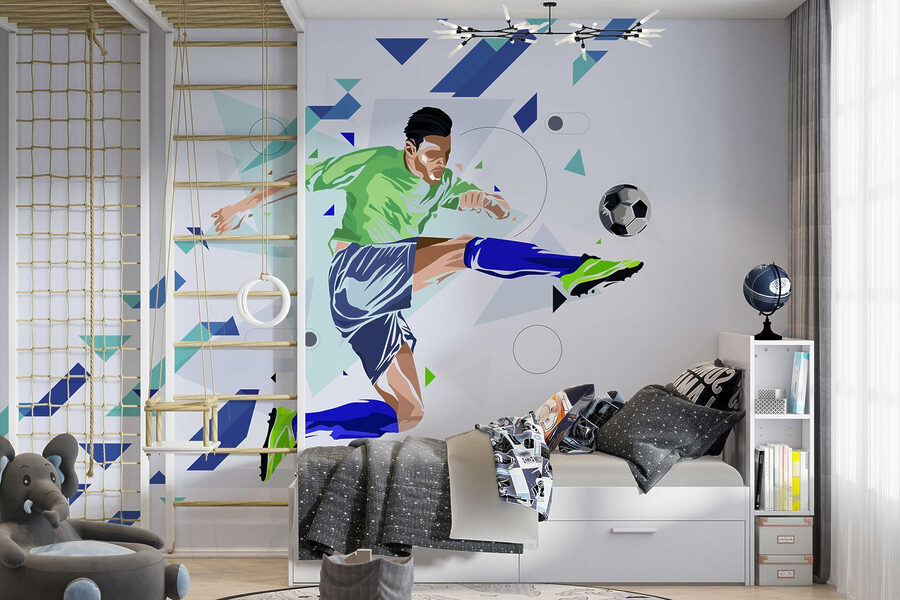 Uomo che calcia un pallone da calcio Uomo che calcia un pallone da calcio