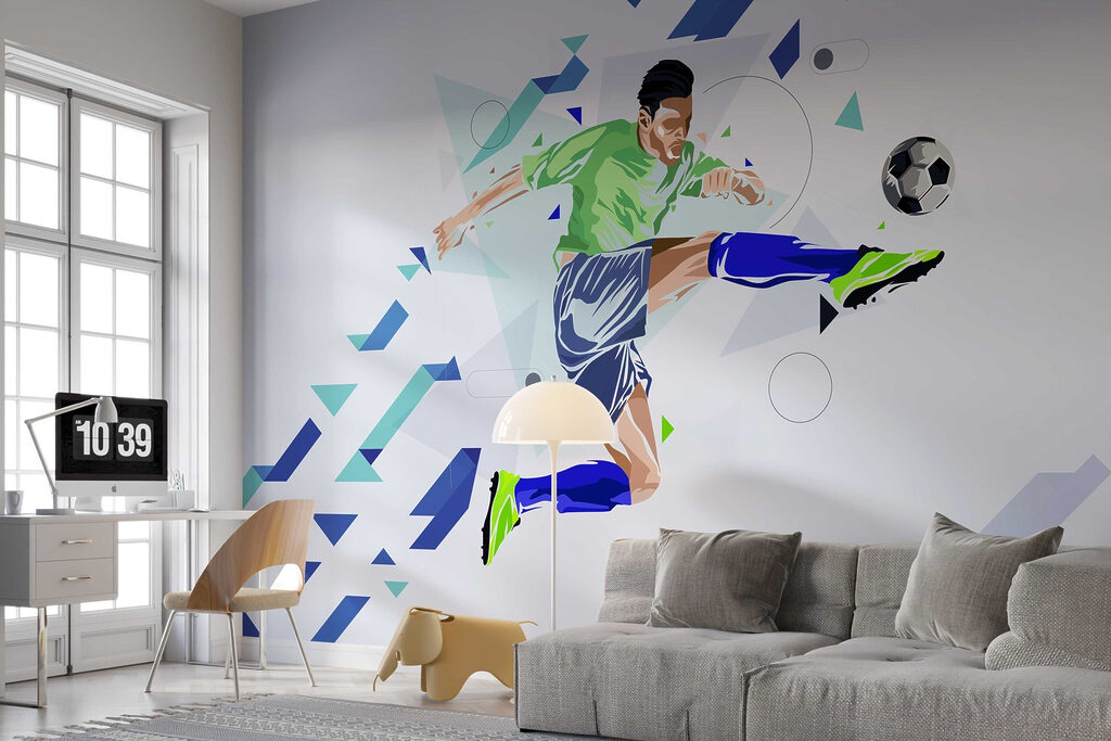 Man kicking a football ball