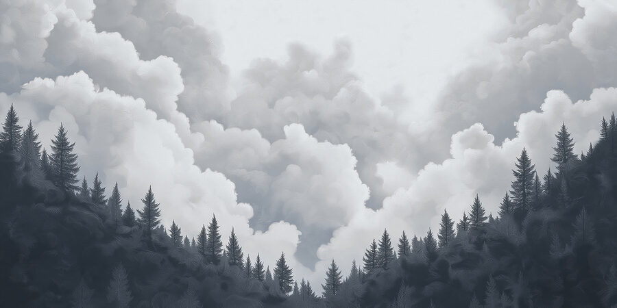 Gruppo di alberi e nuvole
