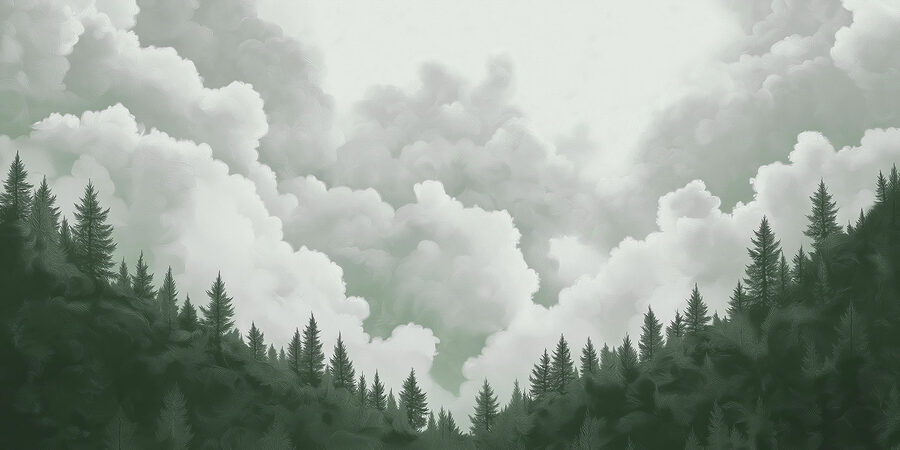 Gruppo di alberi e nuvole
