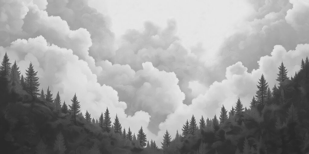 Foto in bianco e nero di una foresta Foto in bianco e nero di una foresta