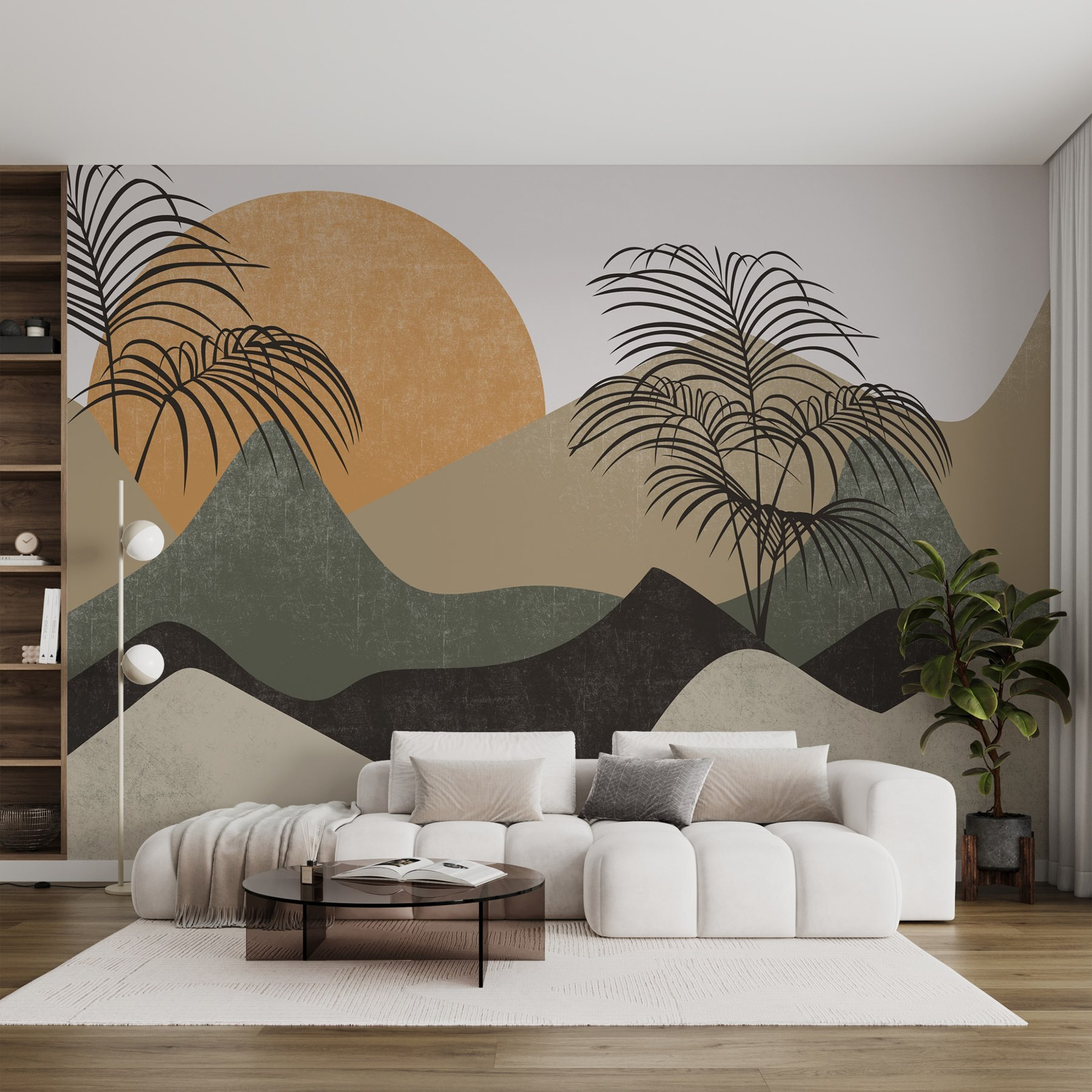 Palm trees and mountains