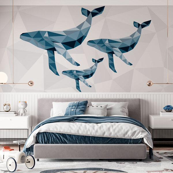 Gruppo di balene in stile low poly Gruppo di balene in stile low poly