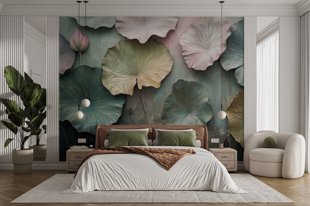 Wall with leaves on it