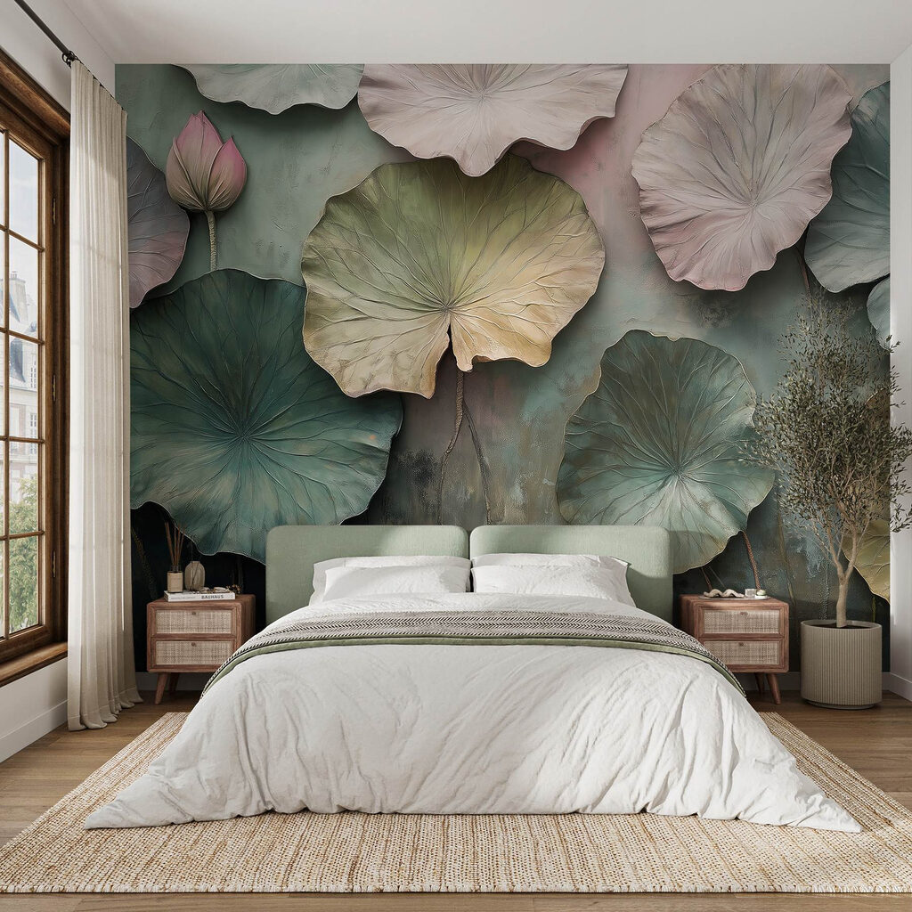 Wall with leaves on it