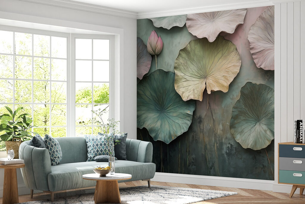 Wall with leaves on it