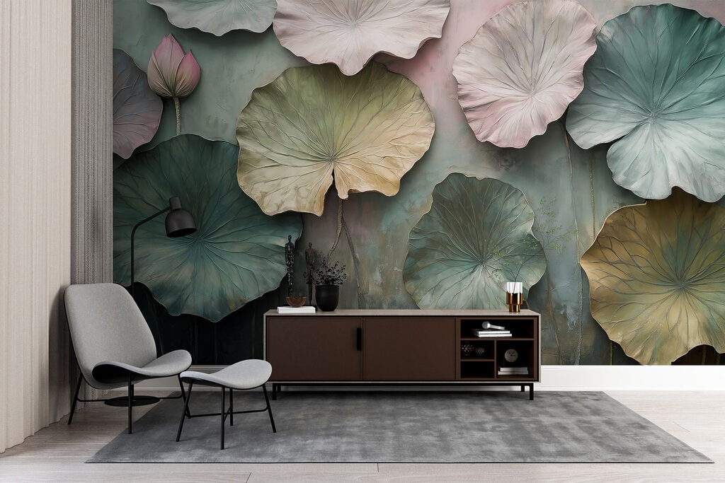 Wall with leaves on it