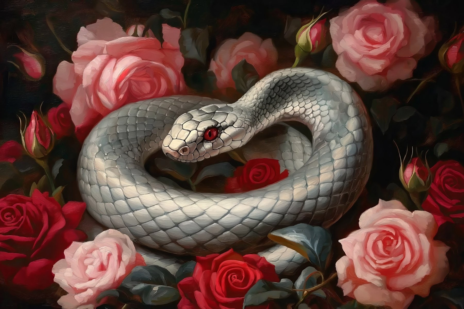 Snake in a bed of roses Snake in a bed of roses