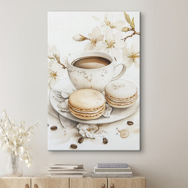 Quadri Quadri Una tazza di caffè e dei biscotti su un piatto (COD: s41949)