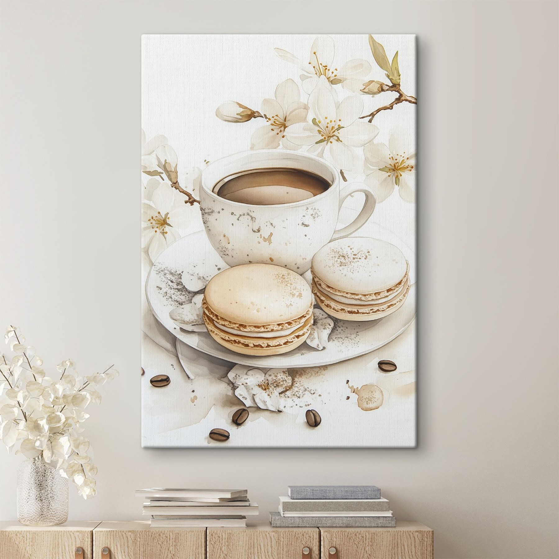 Cup of coffee and cookies on a plate