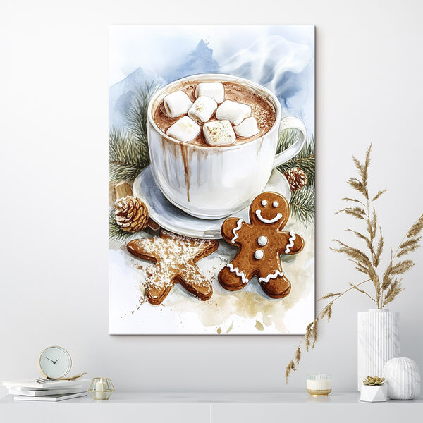 Quadri Quadri Una tazza di cioccolata calda con marshmallow e biscotti allo zenzero (COD: s41952)