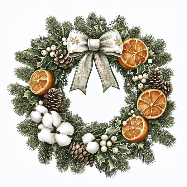 Wreath with oranges and berries