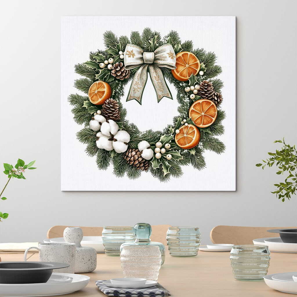 Wreath with oranges and berries