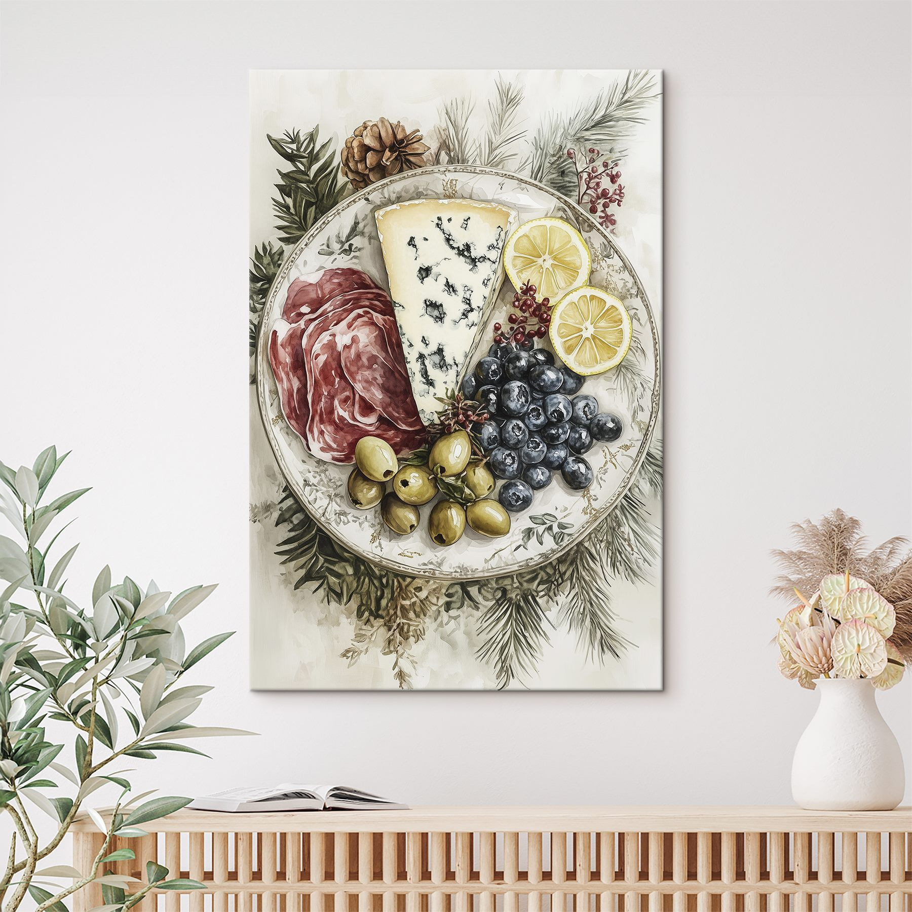Plate of food with fruit and cheese Plate of food with fruit and cheese