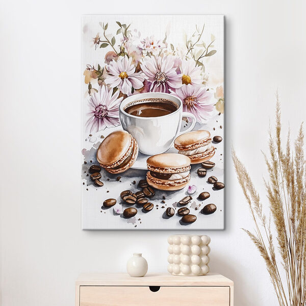 Quadri Quadri Acquerello raffigurante una tazza di caffè e dei biscotti (COD: s41963)