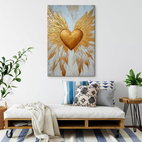Heart with wings painted on it