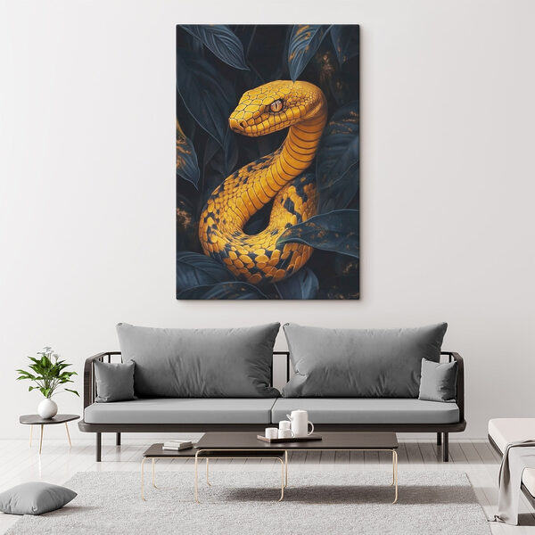 Quadri Serpente giallo con foglie nere (COD: s41927) Quadri Quadri Serpente giallo con foglie nere (COD: s41927)