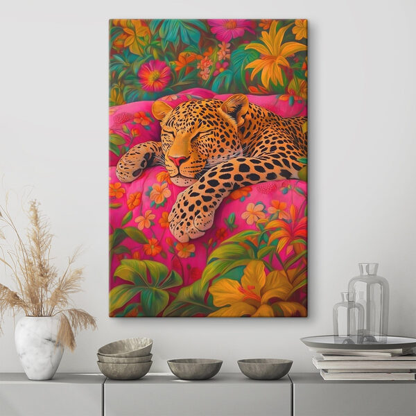 Quadri Un leopardo che dorme su un divano rosa (COD: s41929) Quadri Quadri Un leopardo che dorme su un divano rosa (COD: s41929)