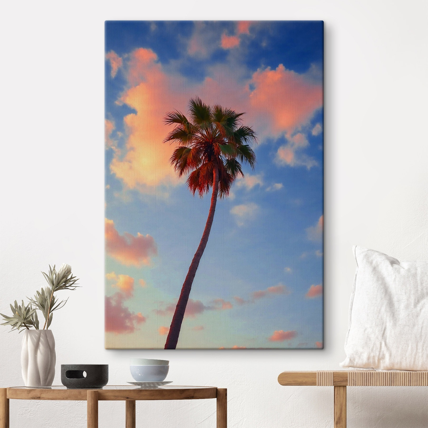 Palm tree with blue sky and clouds Palm tree with blue sky and clouds