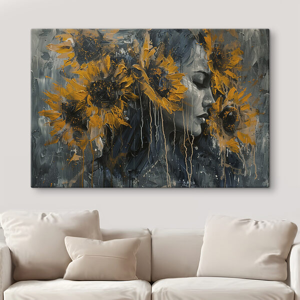 Quadri Dipinto raffigurante una donna con dei girasoli (COD: s40502) Quadri Quadri Dipinto raffigurante una donna con dei girasoli (COD: s40502)
