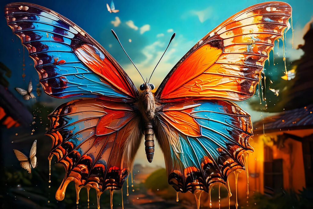 Butterfly with orange and blue wings Butterfly with orange and blue wings