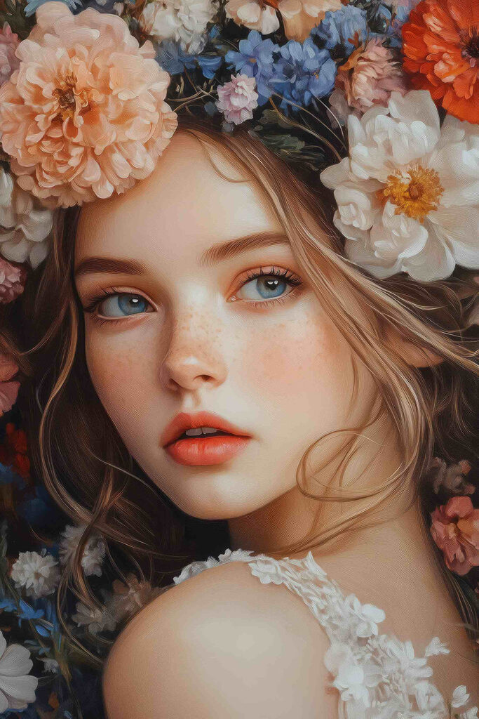 Woman with flowers in her hair Woman with flowers in her hair