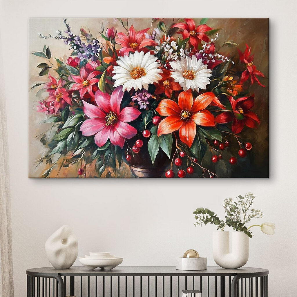 Painting of flowers in a vase